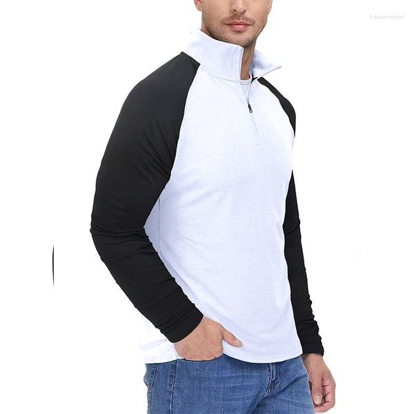 Sweats à capuche pour hommes Mode Patchwork Sweat-shirt pour hommes Slim Zip-up Col montant Hauts à manches longues Hommes Sports Fitness Training Sweat-shirts respirants