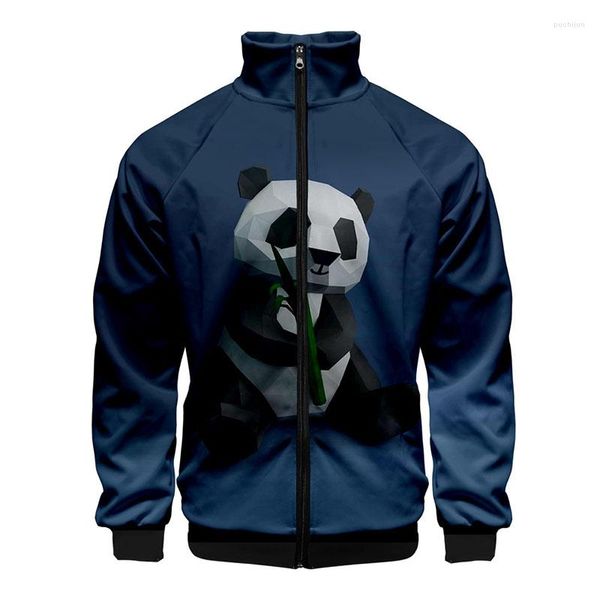 Sudaderas con capucha para hombre, estampado de moda, Panda, bonito y divertido, con cuello levantado en 3d, chaquetas con cremallera para hombre y mujer, sudaderas de manga larga, Tops de talla grande