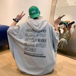 Sweats à capuche masculine Fashion imprimé en vrac Loose Batwing Sweatshirts à capuche Vêtements 2024 Tops coréens surdimensionnés d'été décontractés