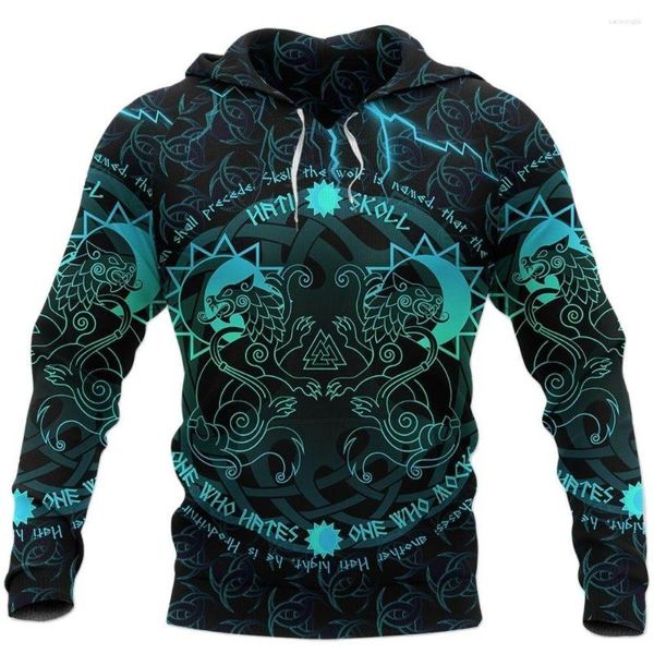 Sweats à capuche pour hommes mode impression sweats vestes Europe Viking mythologie Style automne loisirs de plein air vêtements Vintage pour hommes