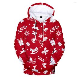 Heren Hoodies Fashion Red 3d Christmas Men Dames Print Coolest Funny Boys Girls Xmas Sweatshirt Kids