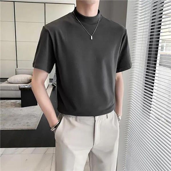 Sweats à capuche pour hommes Mode manches courtes Hommes Sweatshirts Tendance coréenne All-match Casual À l'intérieur T-shirt surdimensionné Harajuku Streetwear Tops Noir