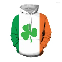 Sweats à capuche masculins Clover Simple Clover Sweatshirts Sweats Lucky Irish National Flower 3D Imprimé pour hommes Vêtements Femmes décontractées Y2k Tops