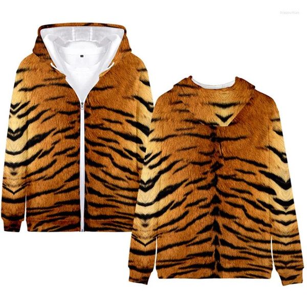 Sweat à capuche pour hommes, mode printemps-automne, peau de tigre Animal, sweat-shirt imprimé en 3D, unisexe, veste décontractée, manteau Streetwear