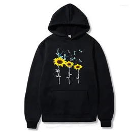 Sweats à capuche pour hommes Mode Tournesol Libellule Imprimé Hommes Femme Streetwear Sweat à capuche Harajuku Pull Unisexe Survêtement Vêtements