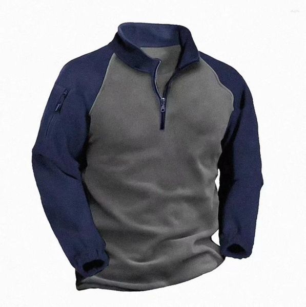 Sudaderas con capucha para hombres Moda Táctica Sudadera con capucha Jersey para hombres Ropa Cálida Autum Invierno Doble cara Patchwork Masculino Cremallera Abrigos gruesos