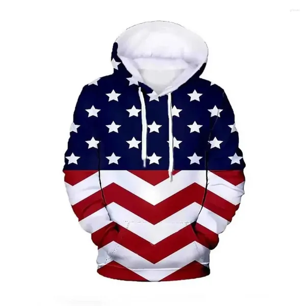 Sudaderas con Capucha para Hombre Moda Bandera De EE. UU. Sudadera con Capucha Impresa En 3D Camisa Deportiva Informal Ropa De Calle Harajuku Jersey De Manga Larga