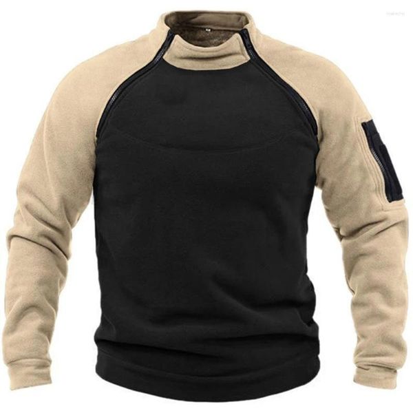 Sweats à capuche pour hommes Mode Vintage Recon Militaire Col debout Veste polaire Muscle Pull Sweatshirts Thermique Tactique Pull masculin