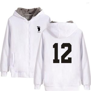 Sweats à capuche pour hommes mode volley-ball adolescent Haikyuu sweat à capuche zippé chaud épais coton sweat garçon fille hiver Anime Harajuku rue veste