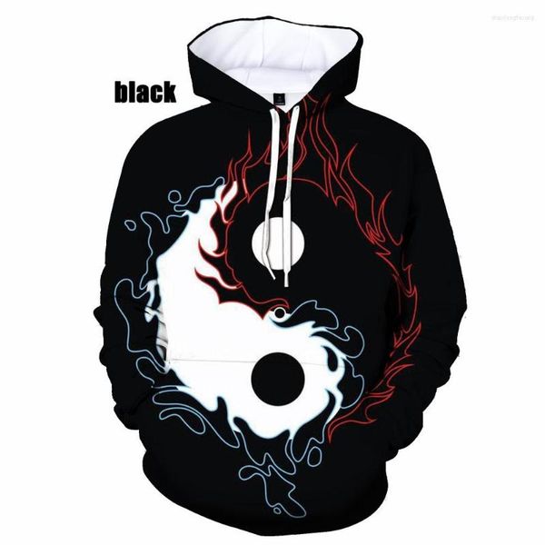 Sudaderas con capucha para hombre Moda Yin Yang Impresión 3D Hombres Mujeres Gossip Impreso Sudadera informal Sudadera con capucha Tamaño XXS-4XL