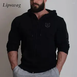 Sweats à capuche pour hommes Cardigan à capuche zippé à la mode pour hommes Gym Entraînement musculaire Sweat-shirt mince Vestes pour hommes avec manteaux à capuche décontractés à manches longues