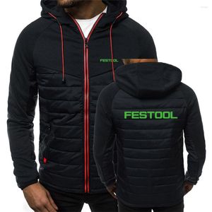 Heren Hoodies Festool Gereedschap Afdrukken Lente Herfst Mens Klassieke Mode Man Casual Lange Mouw Effen Kleur Gewatteerde Rits Jas