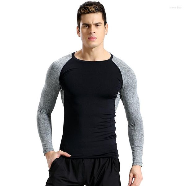 Sweats à capuche pour hommes vêtements de Fitness hommes à manches longues serré séchage rapide T-shirt sueur basket course sport Muscle frère