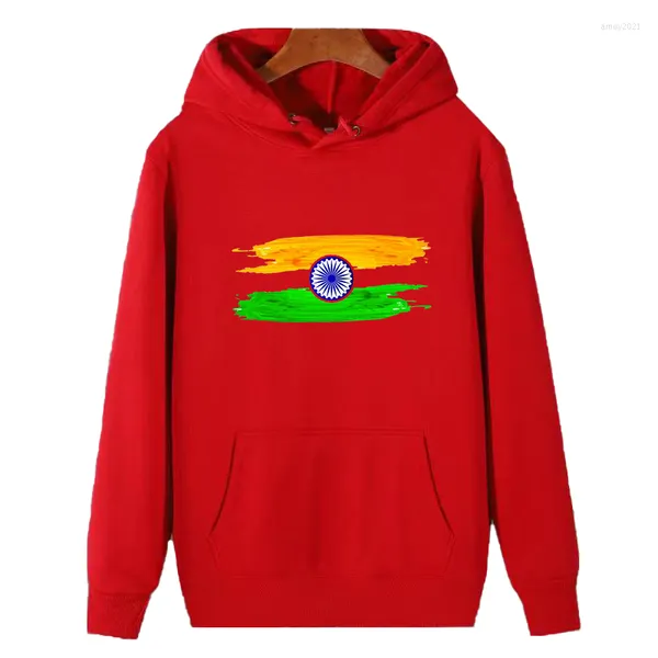 Sudaderas con capucha para hombre Bandera de la India Pintura Harajuku Gráfico Suéter grueso Sudadera con capucha Sudaderas con capucha Algodón Invierno Fleece Ropa deportiva para hombres