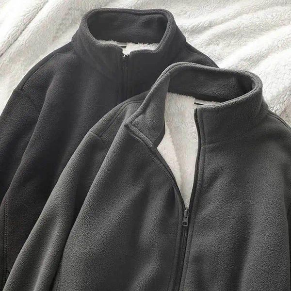 Sudaderas con capucha para hombre, chaqueta con capucha de lana, cuello levantado, calidez de invierno, cárdigan informal de algodón con cremallera de Cachemira, sudaderas