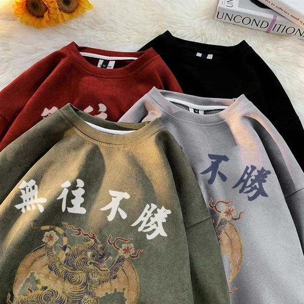 Hoodies para hombres Flying Tiger Graphic Men de cuero estilo chino Vintage Vintage Unisex Ropa Autumn Y2K Sweatshirts machos sueltos