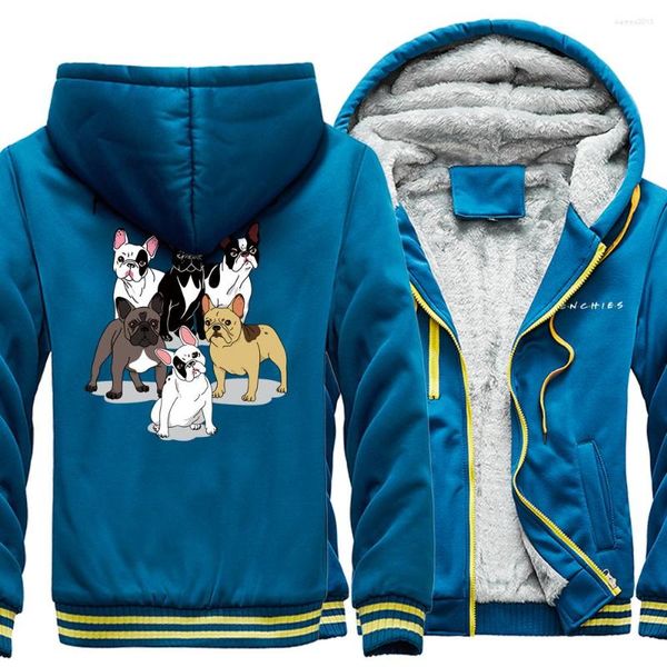 Sudaderas con capucha para hombre Frenchies Dachshund Pug, ropa de calle divertida para hombre, ropa deportiva de invierno, sudadera holgada Harajuku, chaqueta con cremallera gruesa de lana gótica