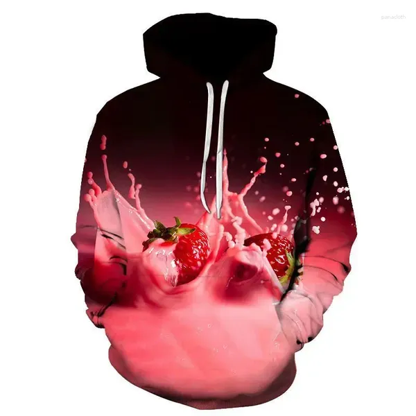 Sweat à capuche pour hommes, Collection de fruits, imprimé fraise 3D, mode amusant et pull de rue pour femmes, Tops Y2k