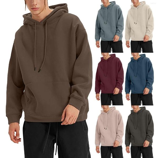 Sweats à capuche pour hommes Sweat à capuche entièrement zippé sur le visage Sweat-shirts pour hommes et pull épais à capuche de couleur unie pour l'hiver H