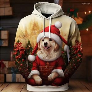 Heren Hoodies Grappige Kerst Dignified Dog Grafische sweatshirts Fashion Kerstmis Tree Snowflake Girl -pullovers Casual voor Men Desse Tops