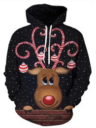 Sweats à capuche pour hommes Sweat à capuche de Noël drôle 3D Elk Print Graphic Pull Casual Mode Sweat à capuche pour enfants Femmes Grandes Sudaderas