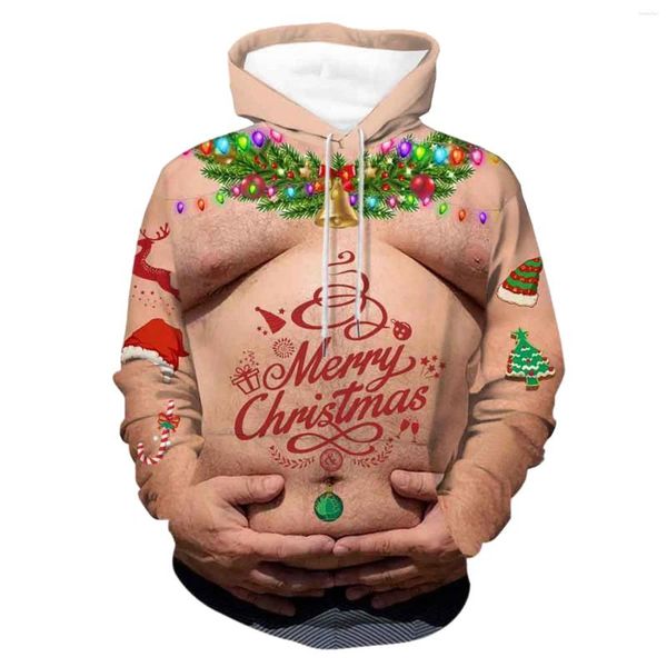 Sweat à capuche masculine Funny Christmas NAVIDAD Sweetshirts Ugly Noël Gift 3D Primper Pullover Casual Party Party All-Match Terno Masculino