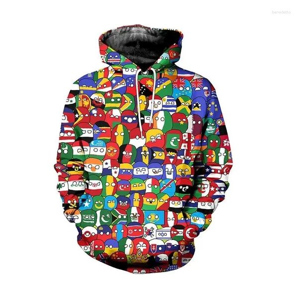 Sweat à capuche masculine Funny Countryball 3D imprimé pour hommes vêtements en polandball graphique t-shirts National Ball Kids Hoody Women Casual Women Boy Tops