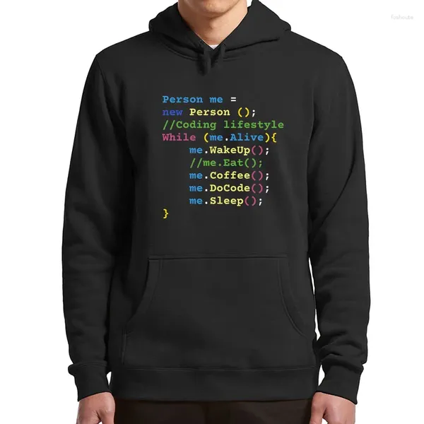 Sweat à capuche masculin Programmer Javascript Code informatique Code d'ordinateur Nerd Geek Pullover Unisexe Sweat à capuche molle décontractée