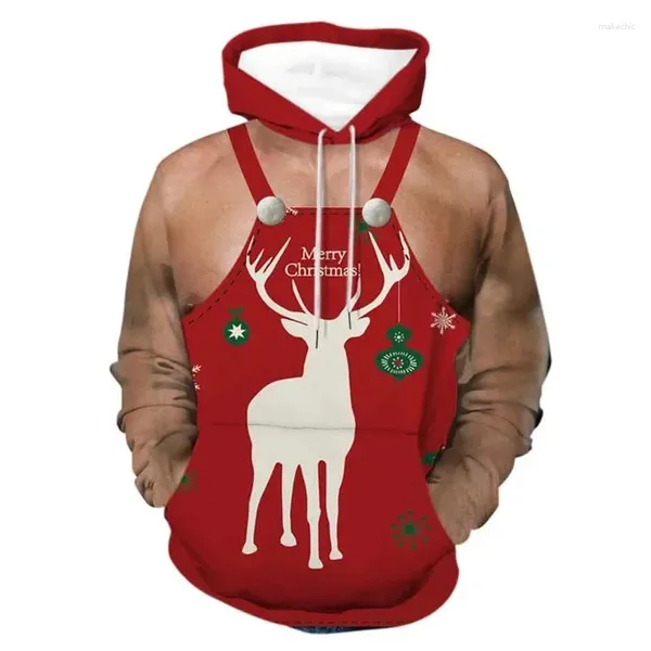 Sudaderas para hombres Funny Santa Claus Cosplay Design Graphic Sweatshirts Fashion Christmas Regalos de regalo de Navidad Casual Y2K Capesta para mujeres con capucha para niños