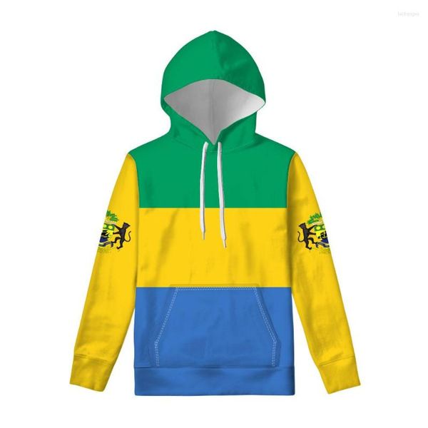 Sudaderas con capucha para hombre Gabón Sudadera con cremallera Nombre personalizado Logotipo del equipo Sudadera Gab País Viaje Nación francesa Bandera gabonesa Ropa gabonaise