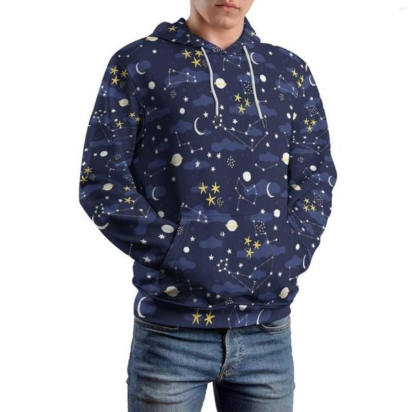 Sudaderas con capucha para hombre, Astrología de galaxia, Luna suelta y estrellas, Sudadera con capucha clásica para hombre, sudaderas bonitas de manga larga personalizadas 4XL 5XL 6XL