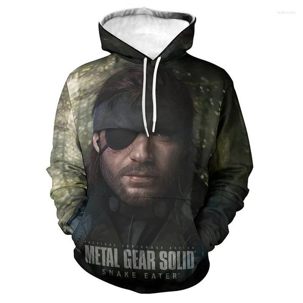 Jeu à capuche masculin Mgs Metal Gear Solid Men Femmes Automne Fashion Streetwear Pillovers 3D Imprimer des vêtements à manches longues surdimensionnées pour