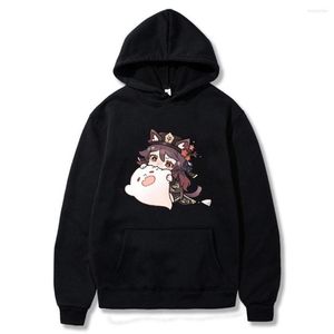 Sweat à capuche homme Genshin Impact sweat à capuche Kawayi Streetwear unisexe pulls Harajuku mignon sweat automne garçons filles noir Outwea