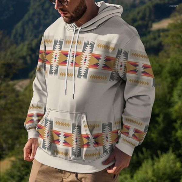 Sudaderas con capucha para hombre, jersey con estampado geométrico, Sudadera con capucha para hombre, sudadera deportiva con capucha de manga larga con cordón y bolsillo frontal, Tops gruesos y cálidos