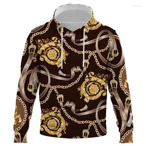 Heren Hoodies Gouden Ketting Mannen Vrouwen Mode Luxe Kleding 3D Print Herfst Winter Cool Streetwear Barokke Stijl Kleding Hoodie Tops