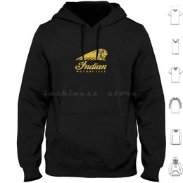 Heren Hoodies Gold Indians Motorcycles Logo Hoodie Cotton Long Sleeve Motorcycle Vintage Stuff Sweater Wood