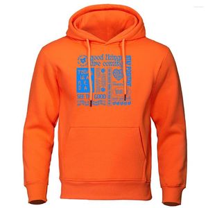 Sweats à capuche pour hommes Les bonnes choses arrivent aujourd'hui est un jour Sweat à capuche pour homme Sweat-shirt à col rond Mignon Polaire Drôle Automne Vêtements de sport chauds