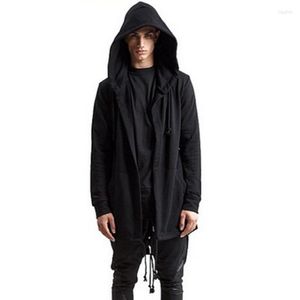 Heren Hoodies Gothic Hooded Men 2023 Hip Hop Spring herfst Wit Zwart Lange mantel Kaap Coat Mannelijke kleding Streetwear 3xl HD18