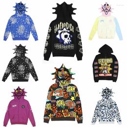 Heren Hoodies Gothic Punk Sweatshirt Streetwear Vrouwen Print Lange Mouw Casual Rits Jas Capuchon Tops Y2K Schedel Unisex Vest