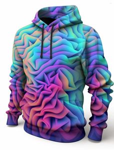 Heren Hoodies Grafisch kleurenblok Fashion 3D -print Hoodie Lange mouw Hoods Hooded Front Pocket Spring Sweatshirt