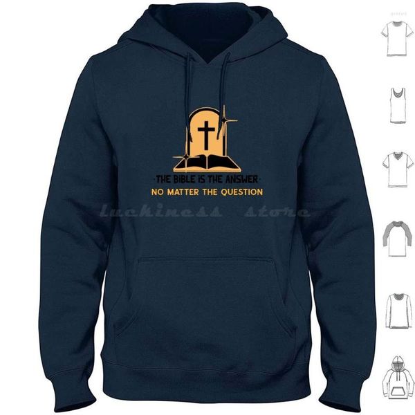 Sweats à capuche pour hommes Great Bible Motto-The Is The Answer No Matter Question In Orange And Black Text Hoodie Cotton Long Sleeve Spenma