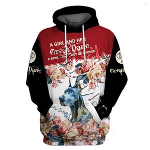 Heren Hoodies Great Dane Flower 3d Full Drukte mannen/vrouwen Hipster Streetwear Outfit Spring Girls Hiphop Hoody Sweatshirts Tops KJ133