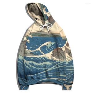 Sudaderas con capucha para hombre Great Wave Off Kanagawa Universe Galaxy Print Hombres Mujer Moda Jersey Ropa Sudadera con capucha de gran tamaño Chándal