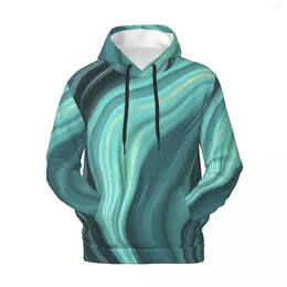 Herenhoodies Groen Marmer Casual Vloeibare Print Y2k Schattig Fluwelen Warm Overhemd Met Capuchon Winter Lange Mouw Losse Oversized Pullover Hoodie