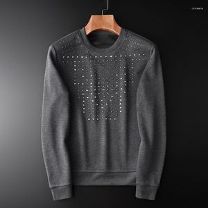 Sudaderas con capucha para hombre, sudaderas grises para hombre, sudadera de cuello redondo con remaches y diamantes de lujo para hombre más Isze 4xl, moda ajustada para hombre