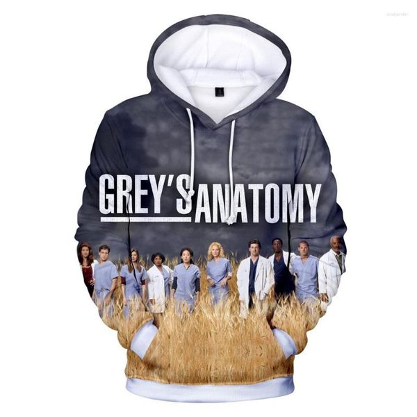 Sweats à capuche pour hommes GREY'S ANATOMY 3D Sweat Unisexe Tumblr Pull Décontracté Veste Manteau Gris À Capuche Mode Harajuku Survêtement