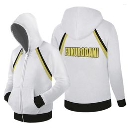 Heren Hoodies Haikyuu Cosplay Fukurodani Zipper Hoodie 3d Hooded Jacket Coat -pullover