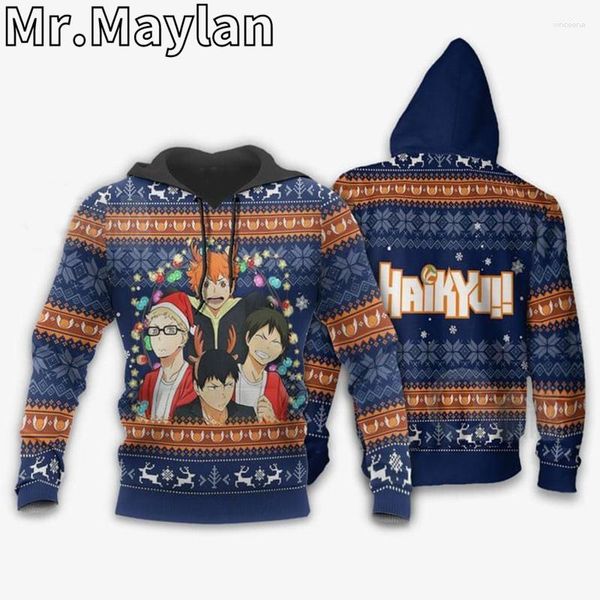 Herren Hoodies HAIKYUU UGLY CHRISTMAS 3D-Druck Jacke Männer/Frauen Harajuku Anime Hoodie Unisex Casual Jungen Geschenk Streetwear Sweatshirt Pullover