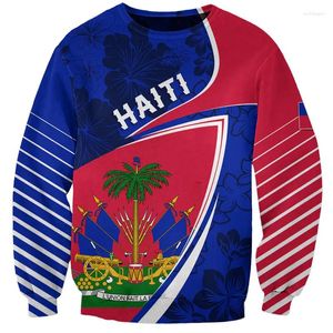 Heren Hoodies Haïti Sweatshirt 3D Gedrukt Nationale Vlag Wapenschild Mannen Kleding Vrouwen Lange Mouw Trui Tops Kid Straat sport