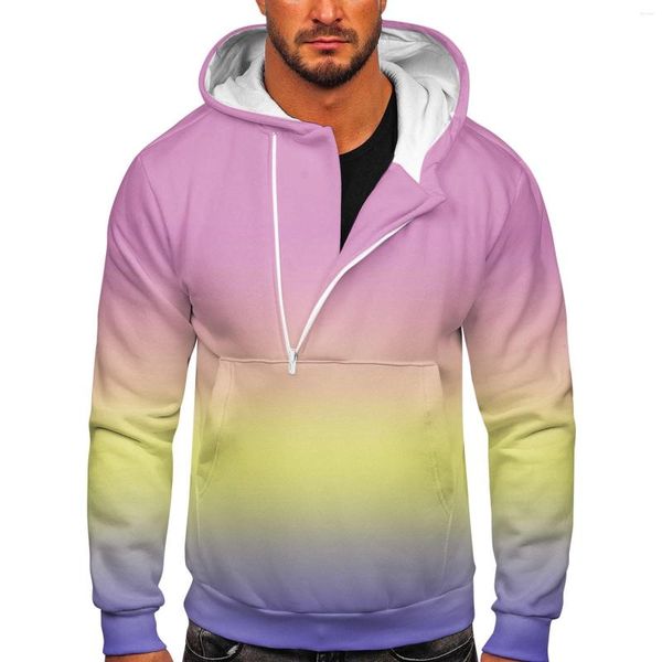 Sudaderas con capucha para hombre, sudadera con media cremallera para hombre, abrigo con degradado de Color, jersey de manga larga para otoño e invierno, Tops, ropa deportiva, chándal Moletom 2023